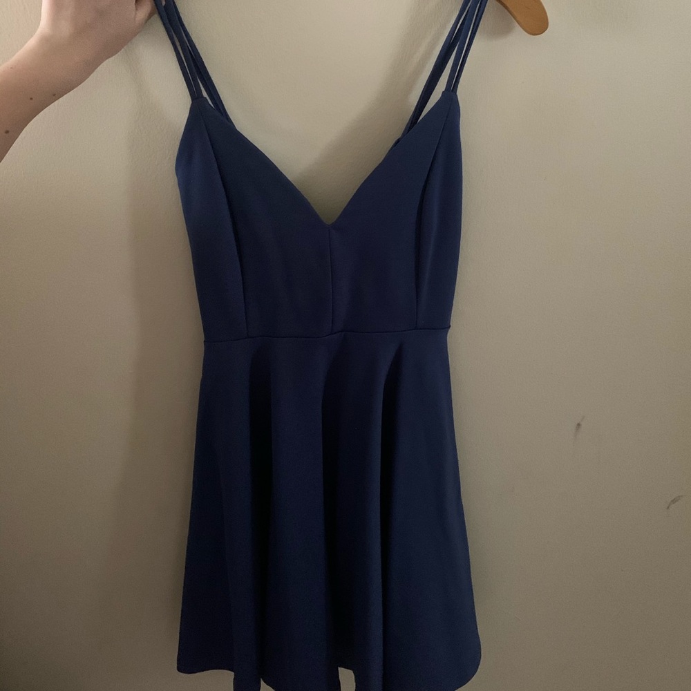 A navy blue dress